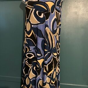 Lily Women's Abstract Midi Dress - Blue, Black, Cream